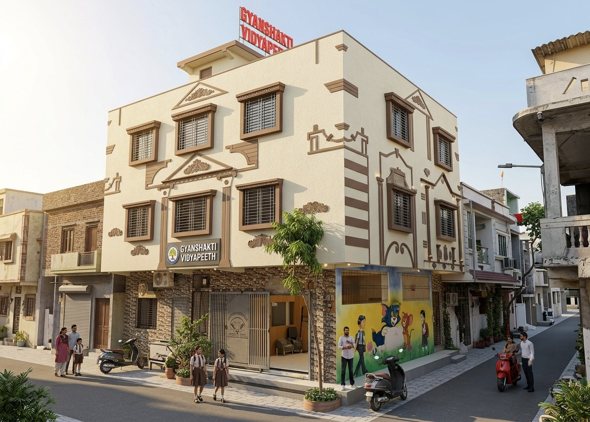 3D architecture of Gyanshakti Vidyapeeth school campus