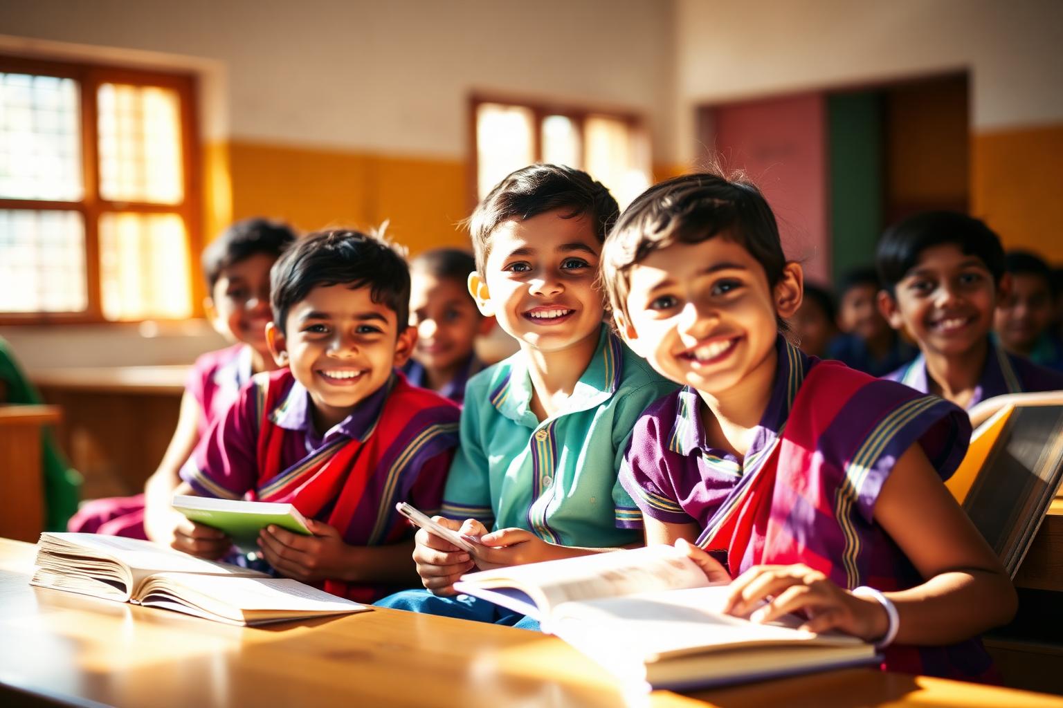 Happy students at Gyanshakti Vidyapeeth Dindoli Surat